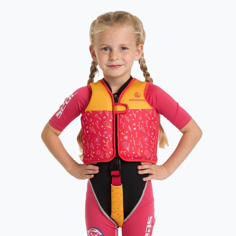 Detská bezpečnostná vesta AQUASTIC Junior pink/yellow 2