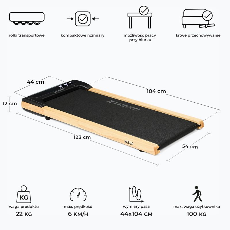 Elektrický bežecký pás XTREXO TXO-W250 Walking Pad black/brown 3