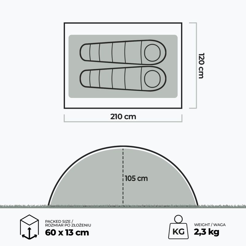 Kempingový stan pre 2 osoby KADVA Festa 2 zielony 7