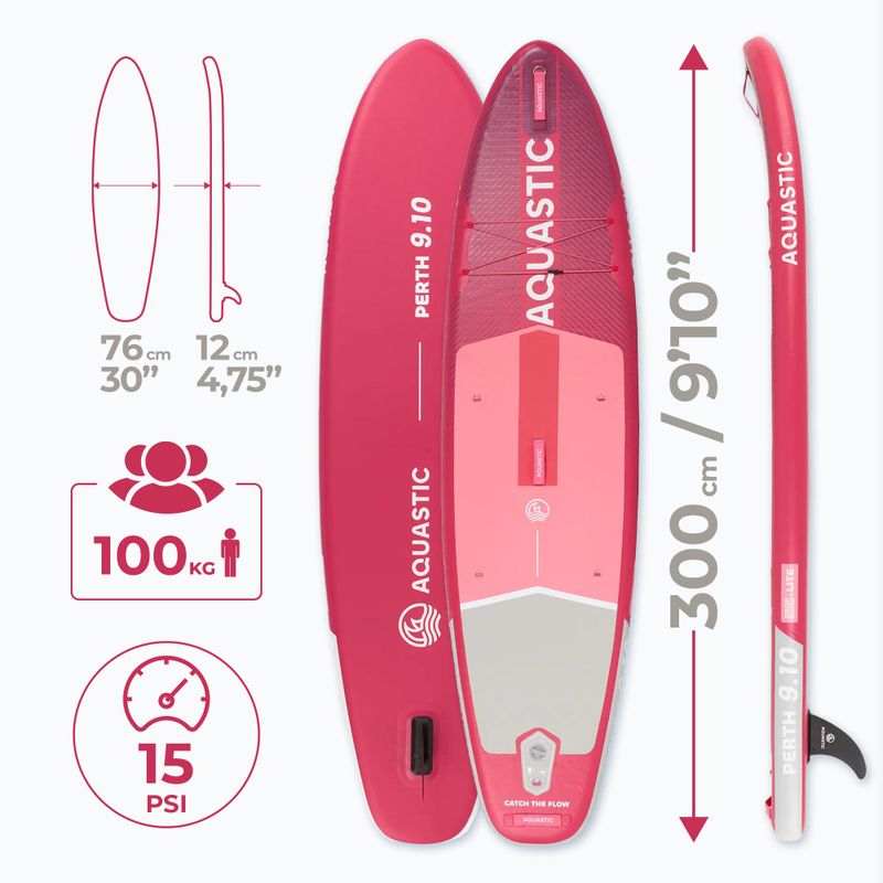Súprava doska SUP nafukovacia AQUASTIC Perth 9'10" pink 24
