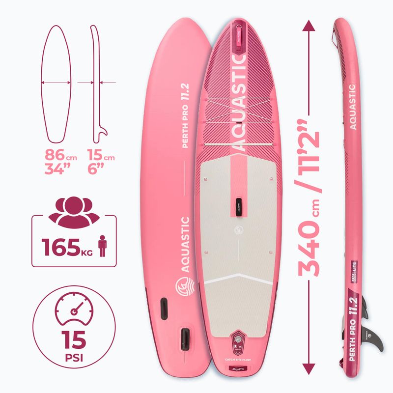 SUP doska AQUASTIC Perth Pro 11'2" allround pink 19