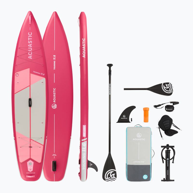 Súprava doska SUP nafukovacia AQUASTIC Touring 11'6" pink