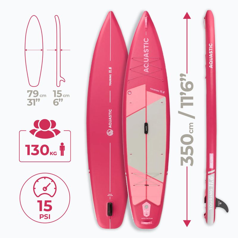 Súprava doska SUP nafukovacia AQUASTIC Touring 11'6" pink 27