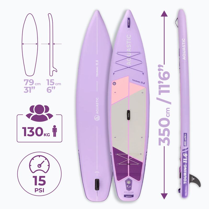 Súprava doska SUP nafukovacia AQUASTIC Touring 11'6" purple 20