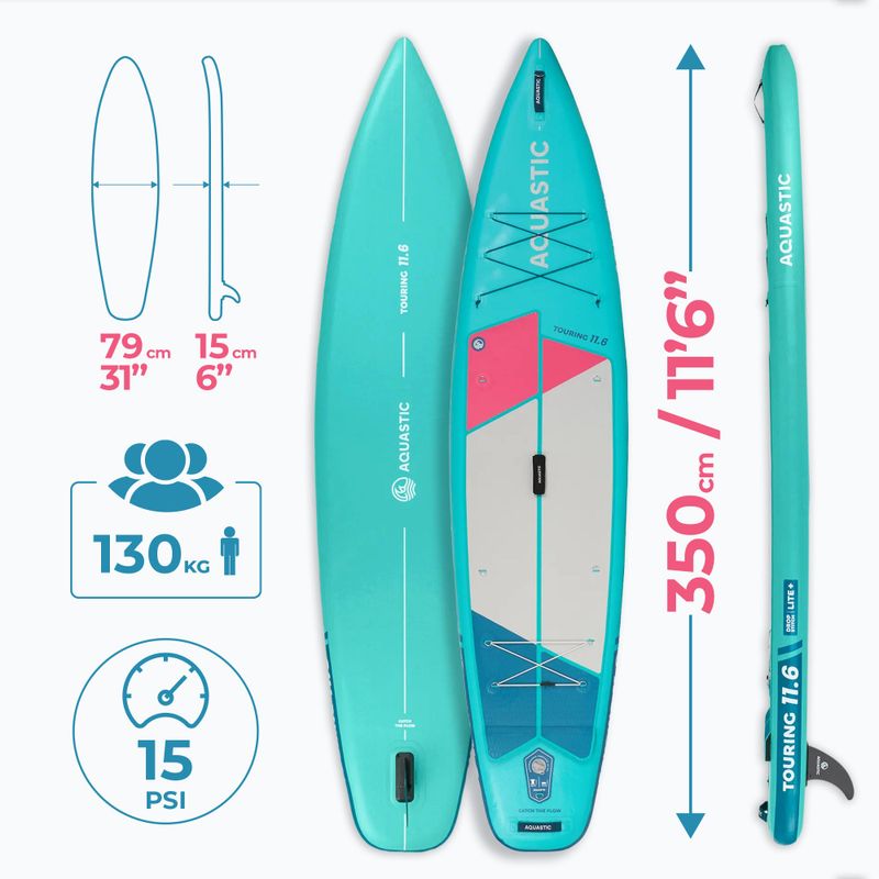 Súprava doska SUP nafukovacia AQUASTIC Touring 11'6" green 26