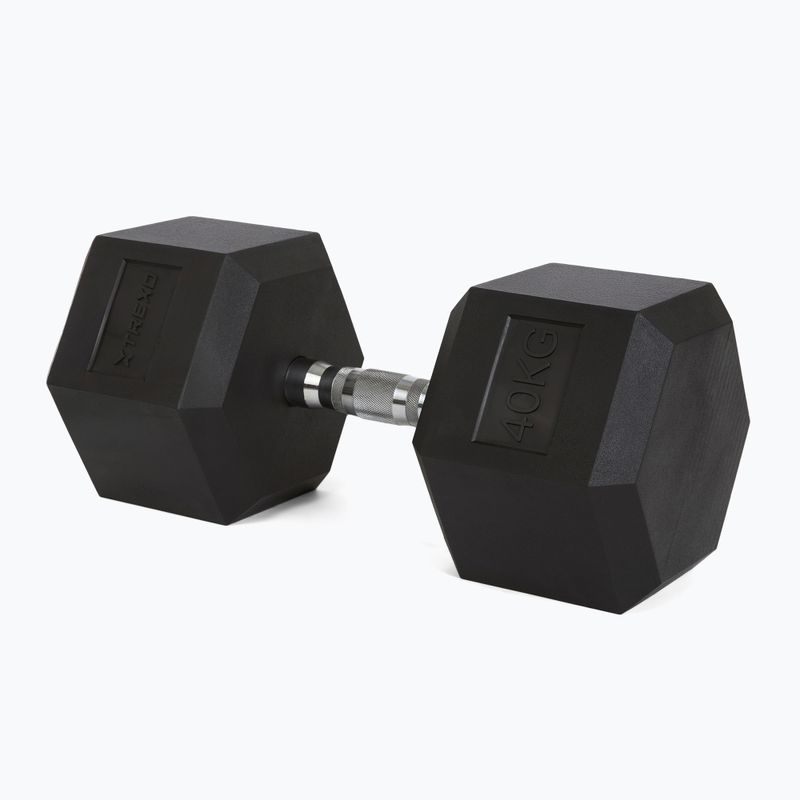 Pogumované činky TREXO Hex 40 kg