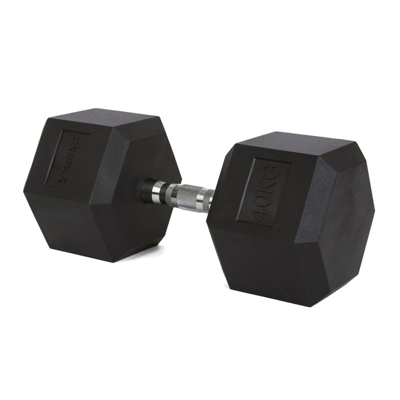 Pogumované činky TREXO Hex 40 kg 5