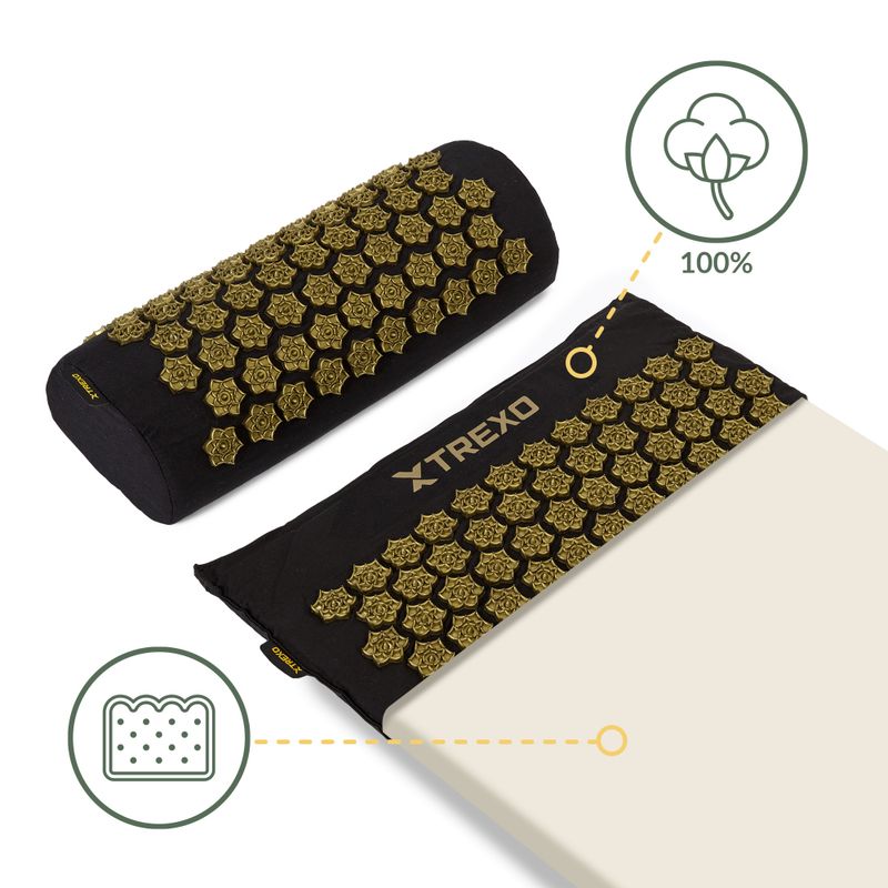 Akupresúrna podložka XTREXO veľká s vankúšom TXO-B4Z005-BK čierna 12