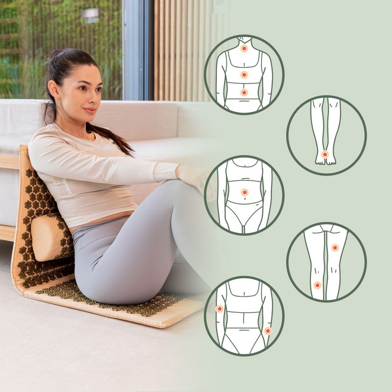 Akupresúrna podložka XTREXO veľká s vankúšom TXO-B4Z005-BZ hnedá 10