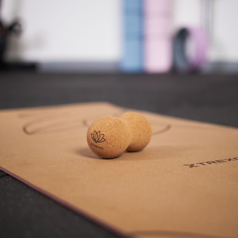 Dvojitá korková masážna loptička XTREXO TXO-B4Z082-NC prírodná 4