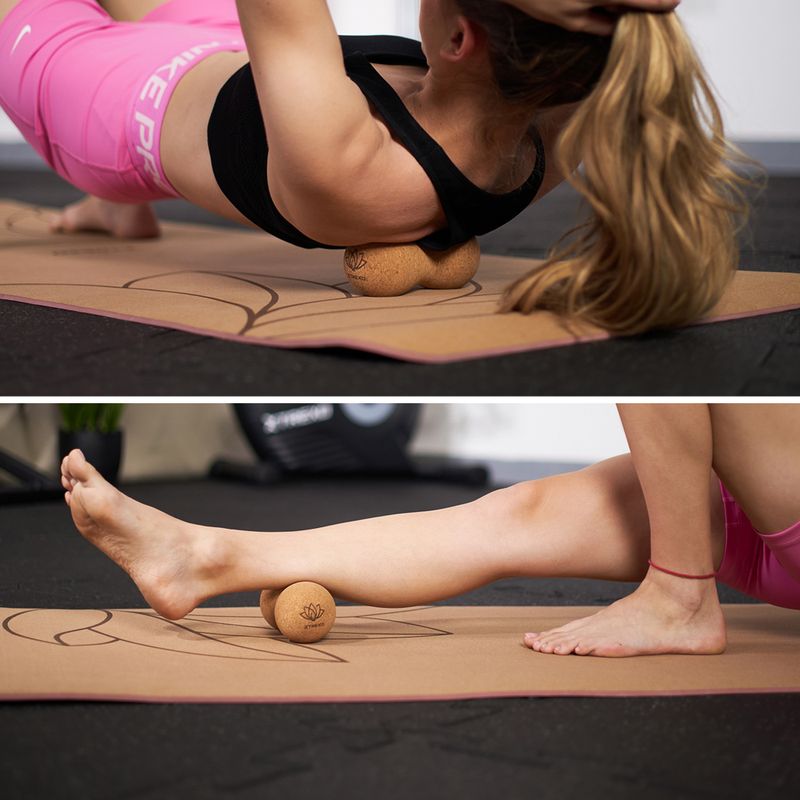 Dvojitá korková masážna loptička XTREXO TXO-B4Z082-NC prírodná 3