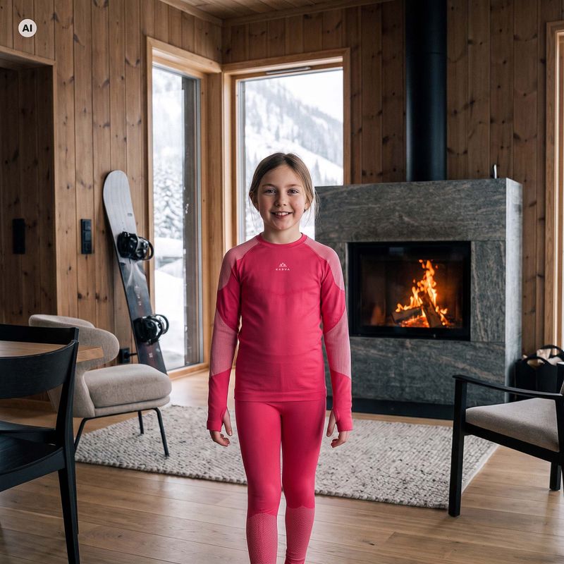 Komplet termoregulačnej bielizne pre deti KADVA Frosty Jrg Set bezšvový ružový 7
