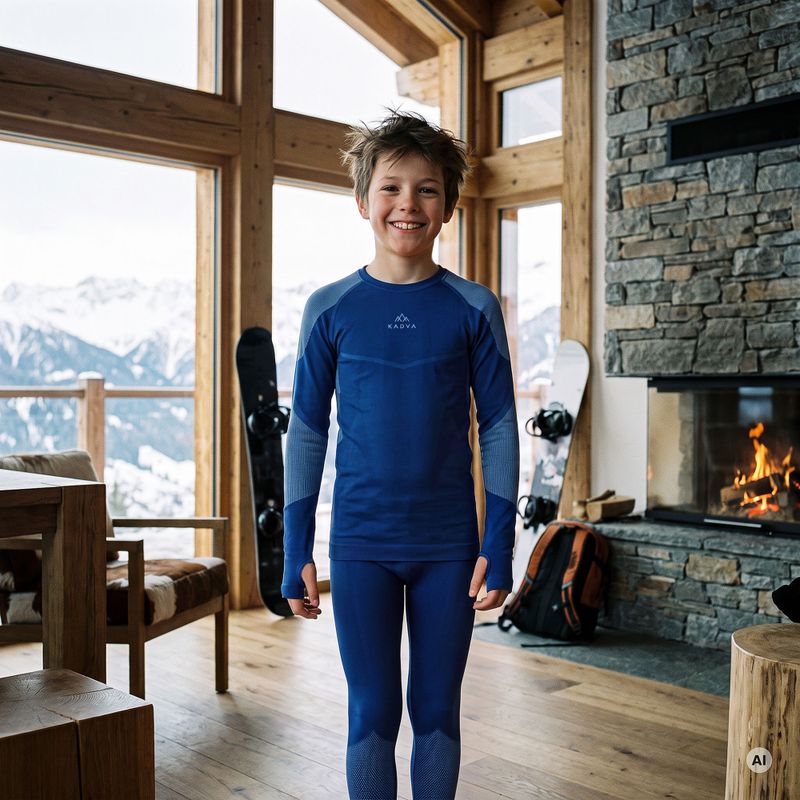 Komplet termoregulačnej bielizne pre deti KADVA Frosty Jrb Set bezšvový tmavomodrý 7