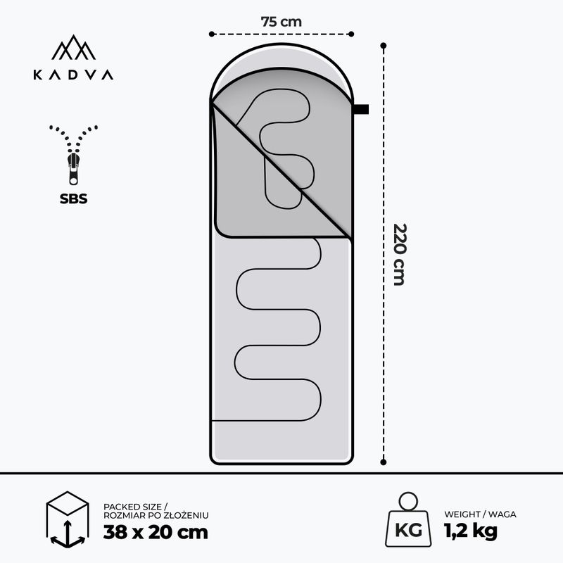 Spací vak KADVA Dorma L ľavý sivý 3