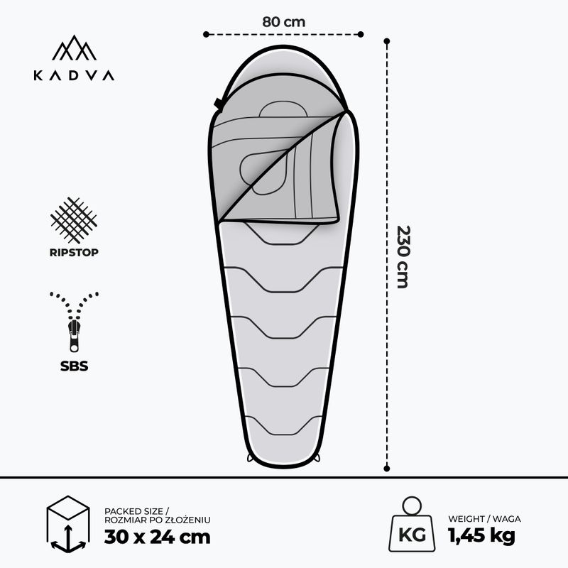 Spací vak KADVA Mumio R pravý zelený 3
