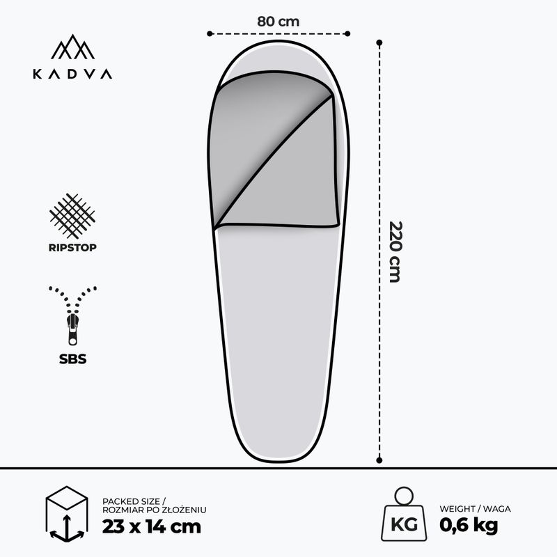 Spací vak KADVA Light 600 R pravý tmavomodrý 3