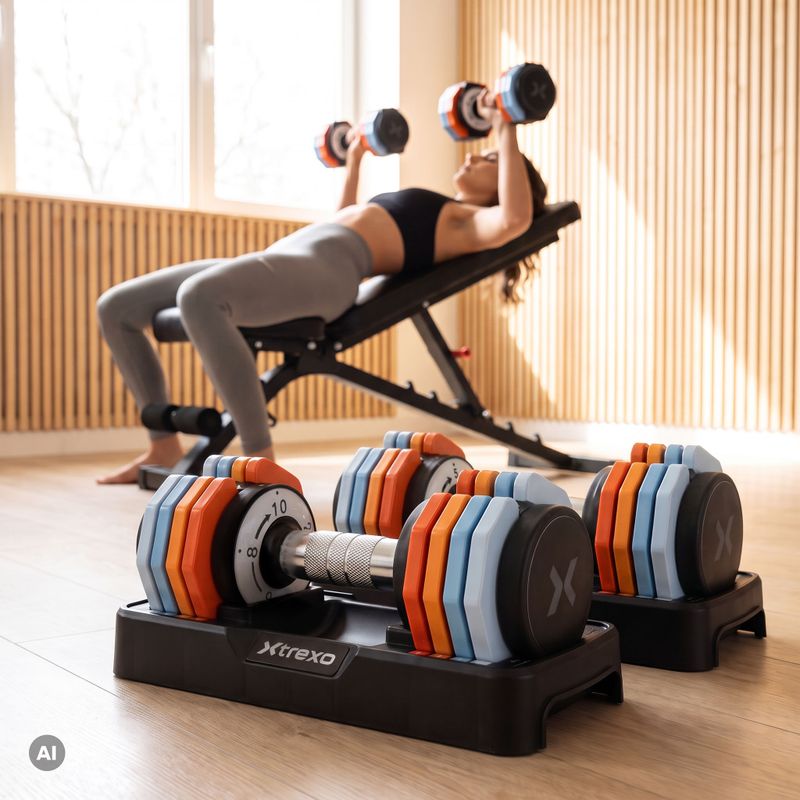 Nastaviteľná sada činiek XTREXO 2 x 10 kg viacfarebná 15
