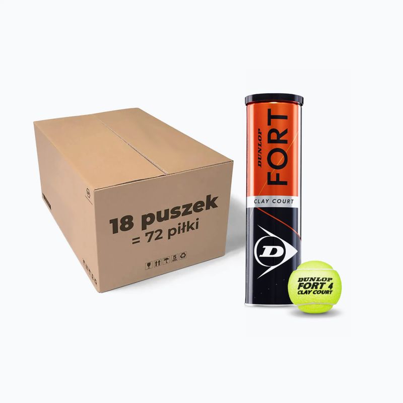 Tenisové loptičky Dunlop Fort Clay Court 4B 18 x 4 ks žlté 601318