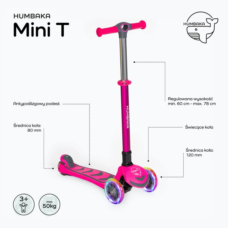 HUMBAKA Mini T ružová detská trojkolka HBK-S6T 2