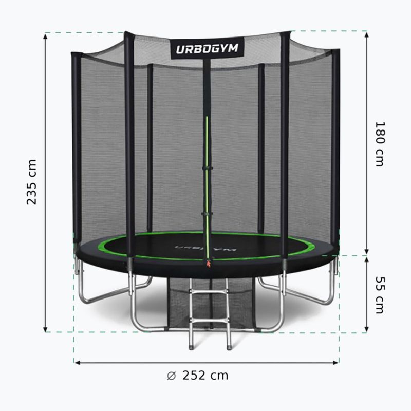 Urbogym Classic 252 cm čierna 8FT záhradná trampolína 9