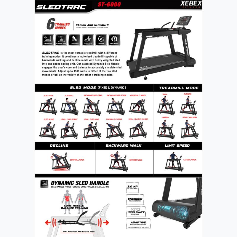 Elektrický bežecký pás XEBEX SledTrac 6000 black 13