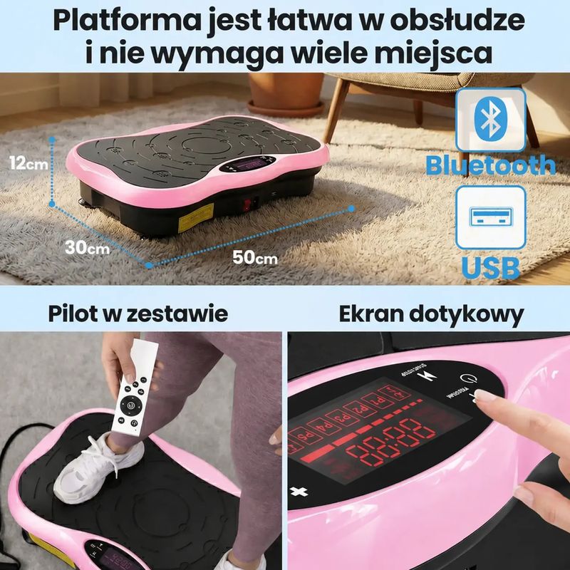 Vibračná platforma Extralink Moonwalk Spin Move black/pink 15