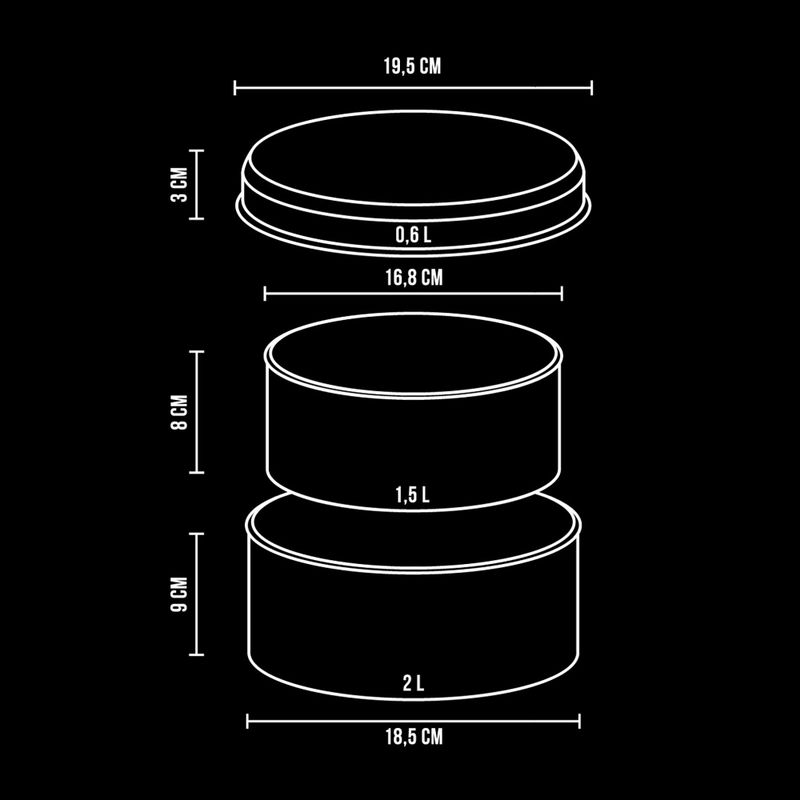 Cestovná sada riadu Alpinus Yucatan 2l, 1,5l a 0,6l steel 10