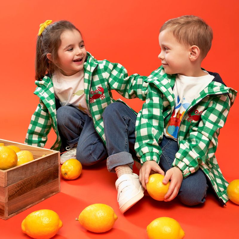 Detská bunda KID STORY Wiatroszczelna i Wodoodporna green grid 11