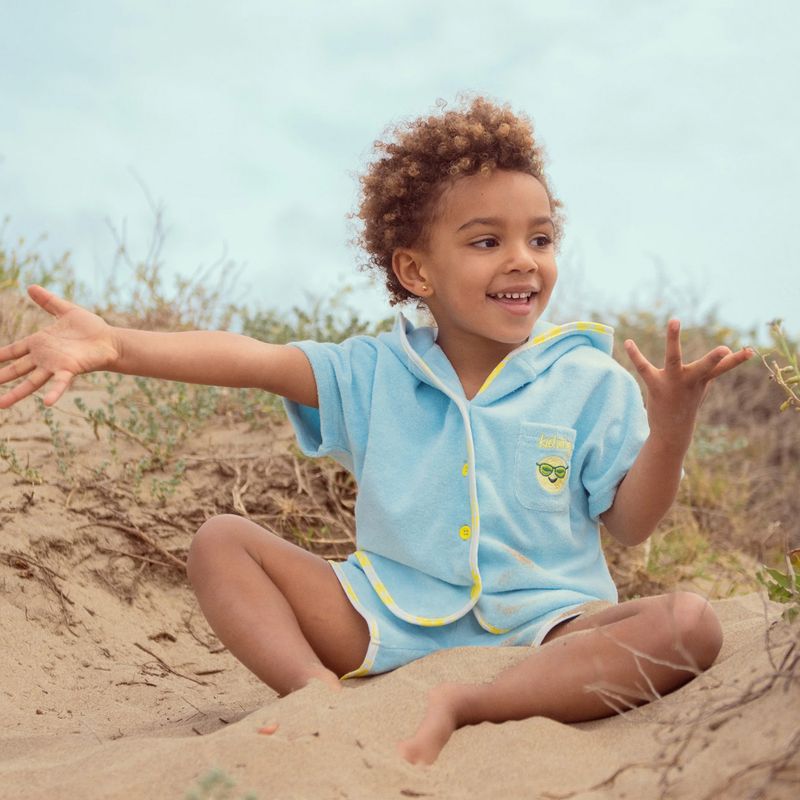 Detský komplet KID STORY Frotowy z Bawełny Organicznej Koszula i Spodenki blue sky 2