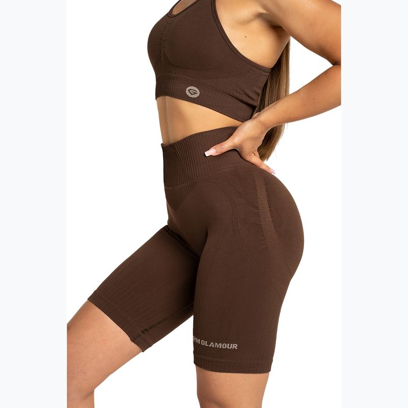 Dámske cyklistické tréningové šortky Gym Glamour Push Up 2.0 dark chocolate 2