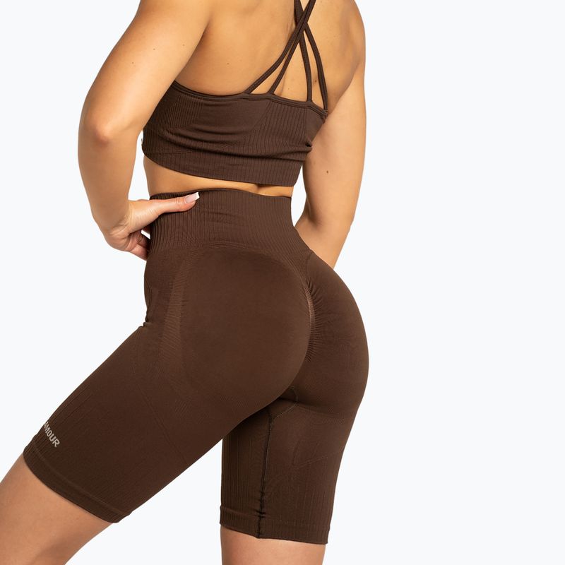 Dámske cyklistické tréningové šortky Gym Glamour Push Up 2.0 dark chocolate 3