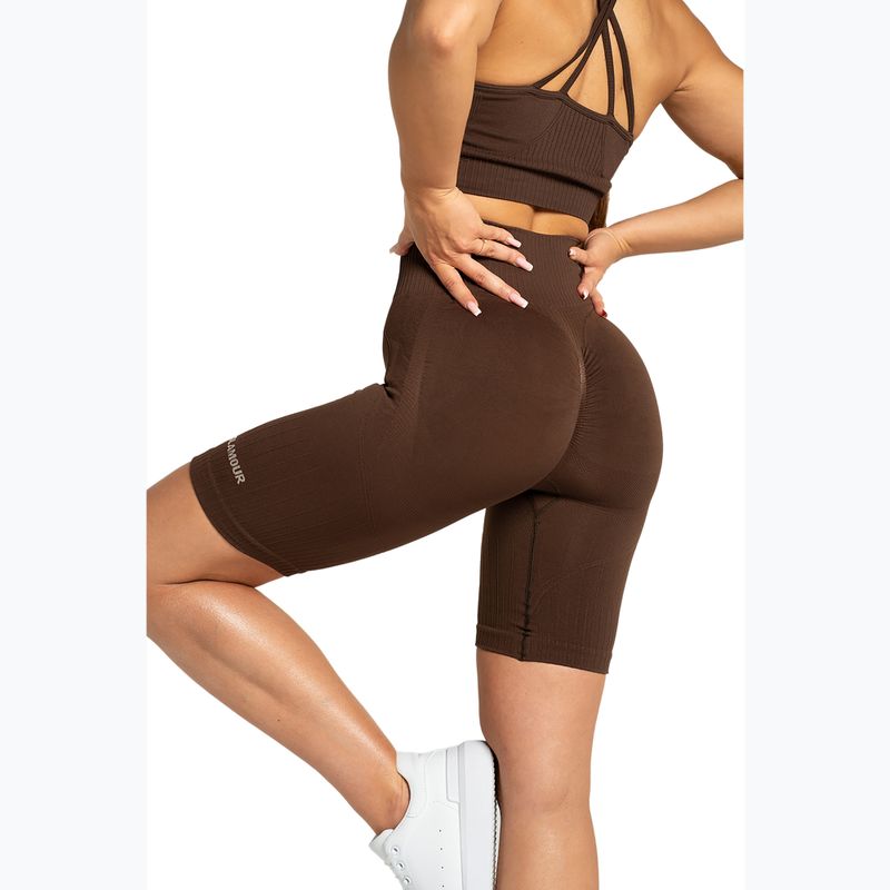 Dámske cyklistické tréningové šortky Gym Glamour Push Up 2.0 dark chocolate 4