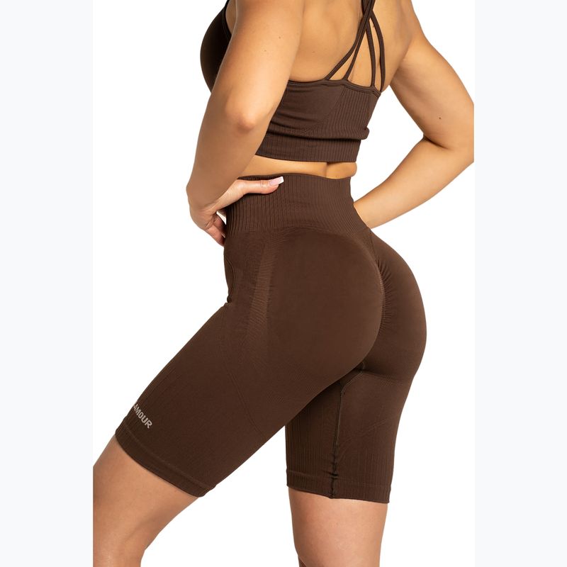 Dámske cyklistické tréningové šortky Gym Glamour Push Up 2.0 dark chocolate 5