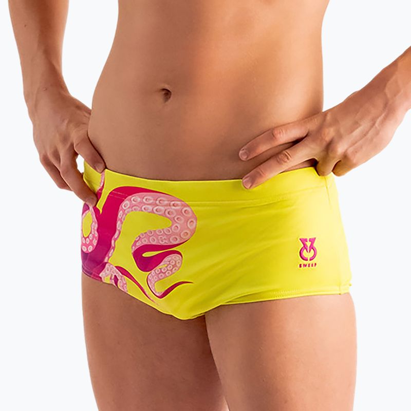 Pánske plavecké boxerky SWEEP Aqua Kraken pink/yellow
