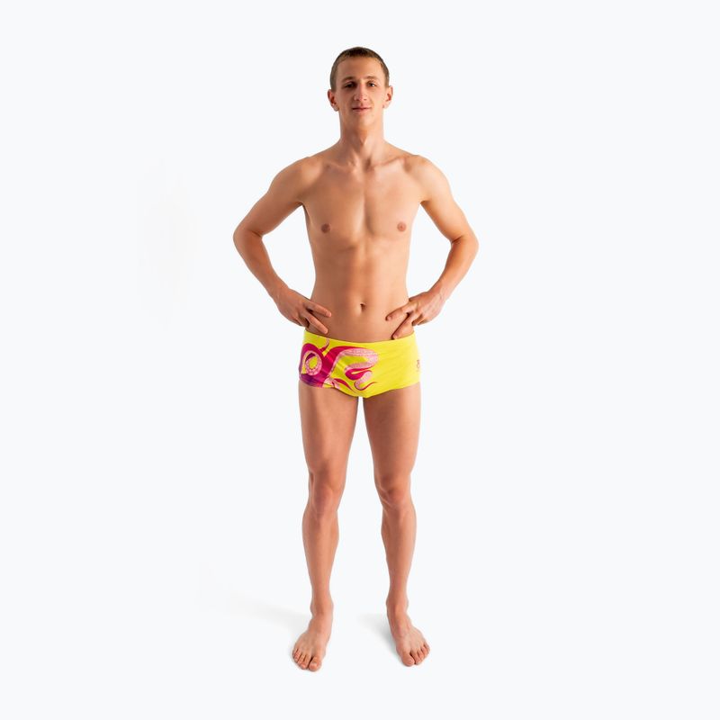 Pánske plavecké boxerky SWEEP Aqua Kraken pink/yellow 2