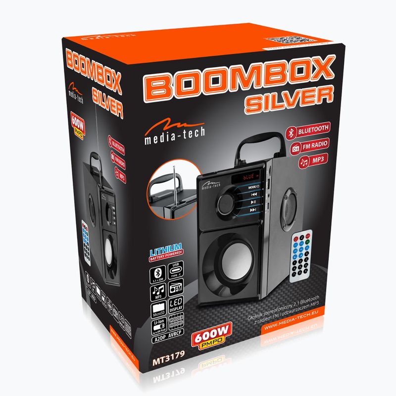 Prenosný reproduktor  Media-Tech Boombox Silver czarny/srebrny 8