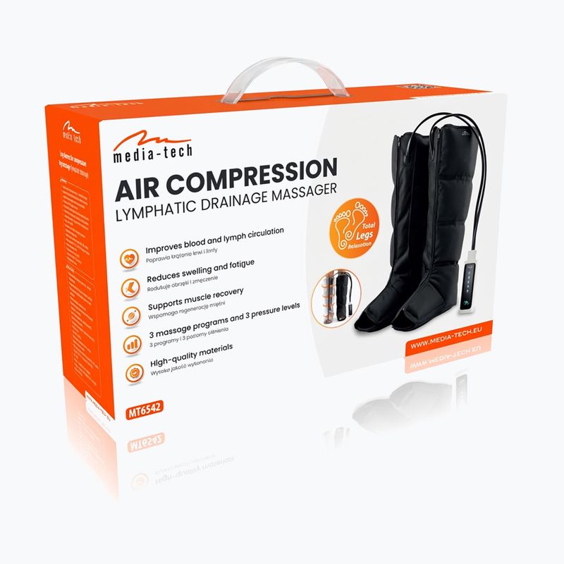 Lymfatický masážny prístroj na nohy Media-Tech Air Compression Lymphatic Drainage black 7