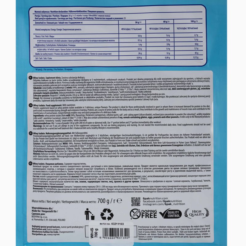 Srvátkový izolát 6PAK 700g vanilka PAK/049#WANIL 2