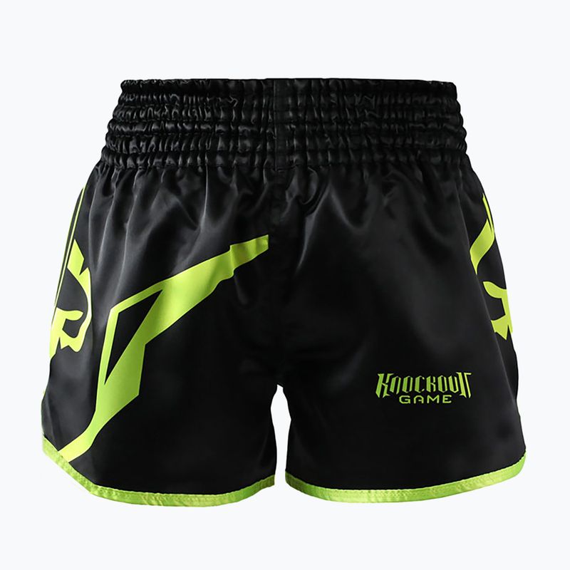 Pánske tréningové šortky Ground Game Muay Thai Neon black/green neon 2
