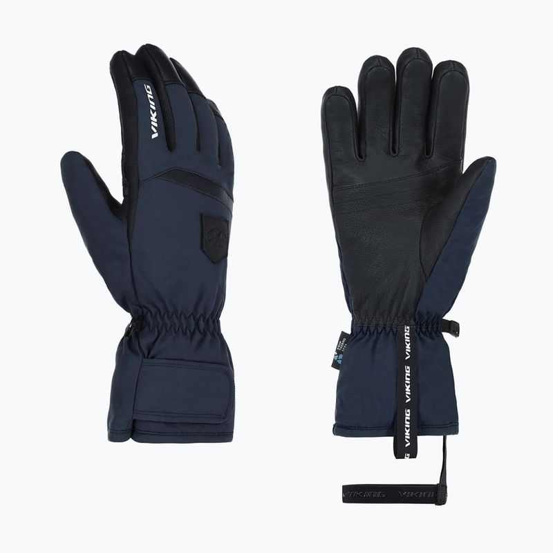 Pánske lyžiarske rukavice Viking Lars Ski navy/black kožené 7