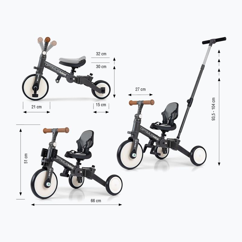 Odrážadlo Milly Mally 5w1 Optimus Max dark grey 2
