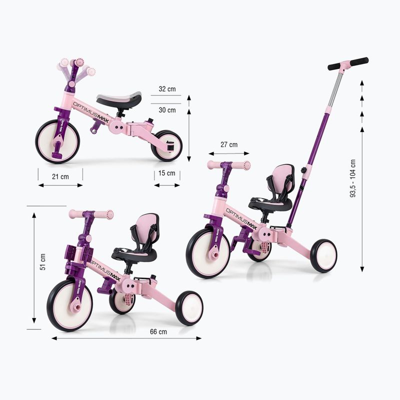 Odrážadlo Milly Mally 5w1 Optimus Max pink 2