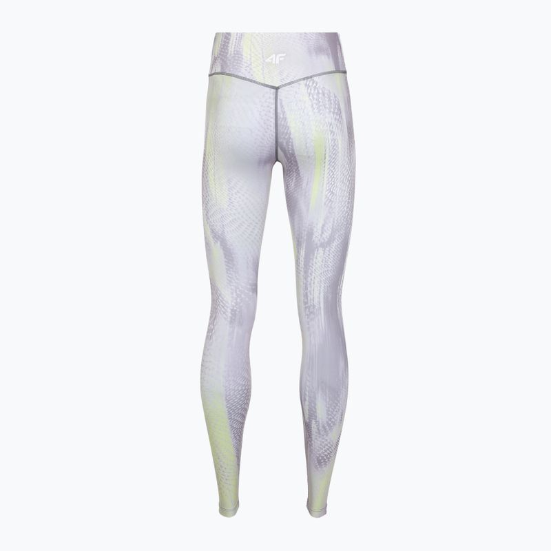 Dámske tréningové legíny 4F Solar Punk FNK F454 light yellow allover 8