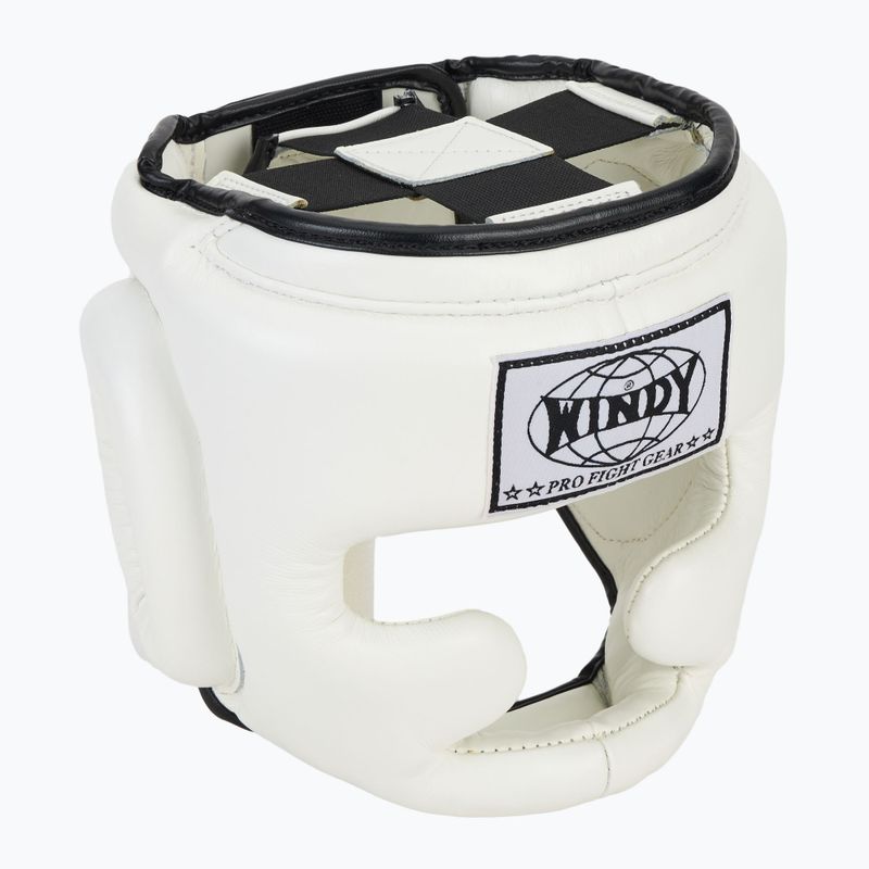 Boxerská prilba WINDY Genuine Leather white