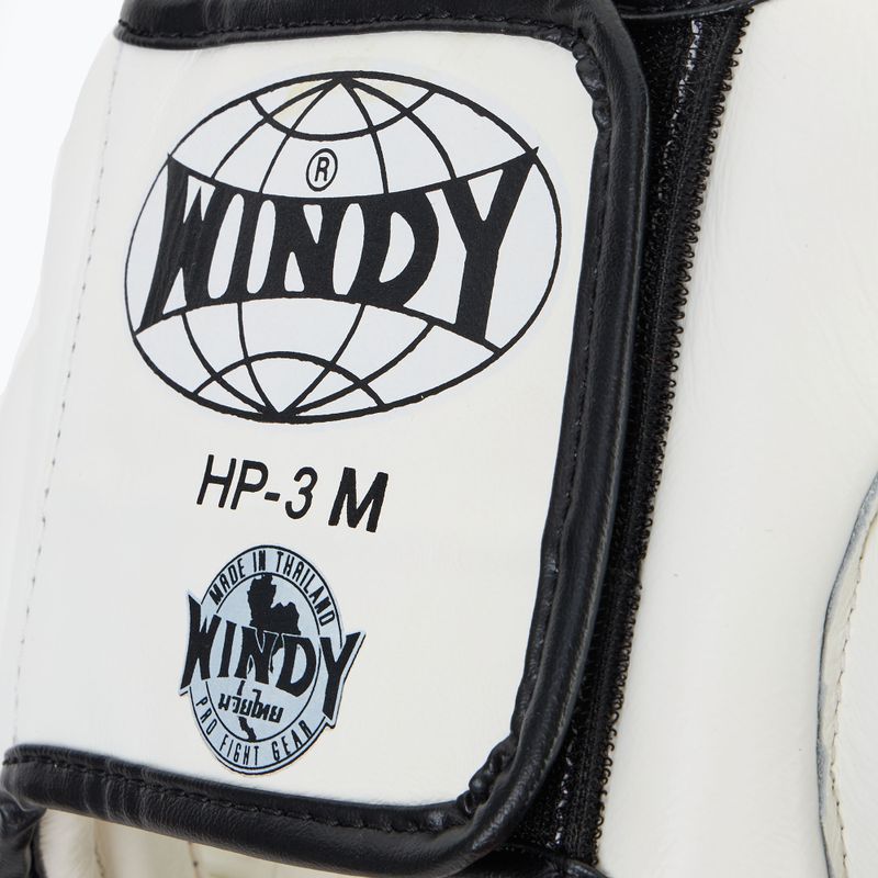 Boxerská prilba WINDY Genuine Leather white 4