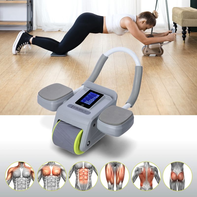 Automatické koliesko na cvičenie brušných svalov s displejom HMS KA08 sivá 15