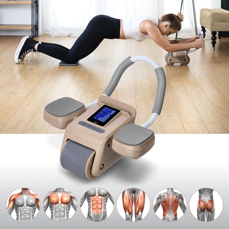 Automatické koliesko na cvičenie brušných svalov s displejom HMS KA08 hnedé 15