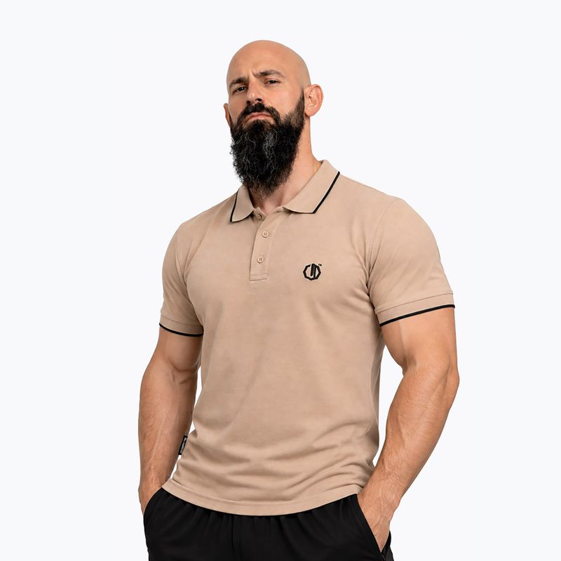 Pánske polo tričko Octagon Legion Tipped Small Logo 3D Polo beige