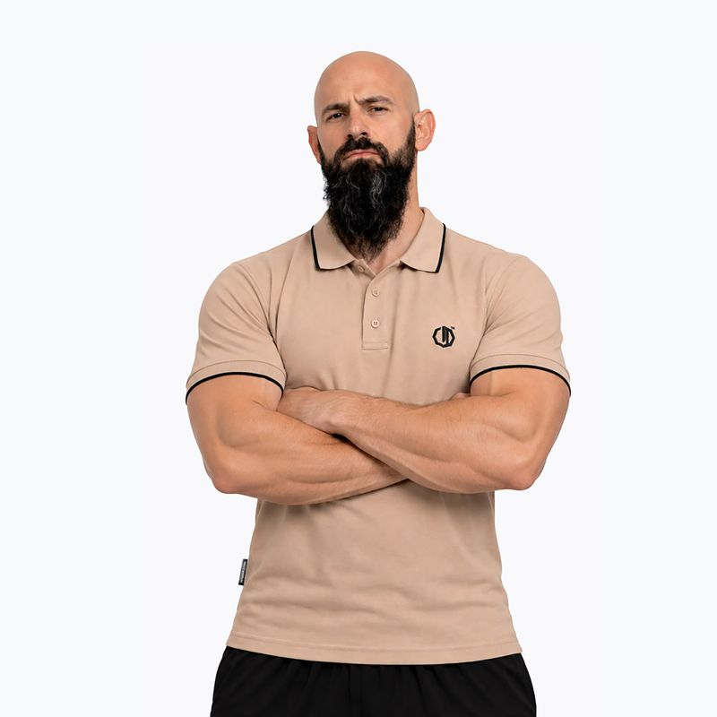 Pánske polo tričko Octagon Legion Tipped Small Logo 3D Polo beige 3