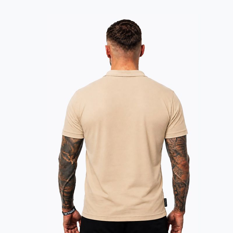 Pánske polo tričko Octagon Legion Small Logo 3D Polo beige 2